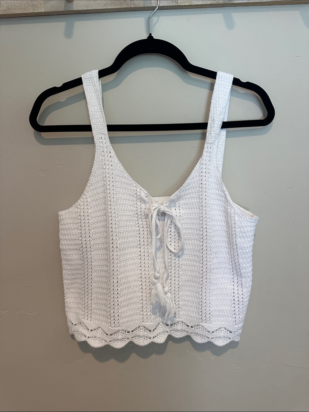 Old Navy White Crochet Tie-Front Crop Top
